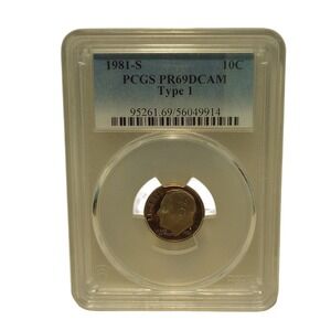 1981-S Roosevelt Dime PCGS PR69DCAM Type 1 Proof 10C 56049914 Slab